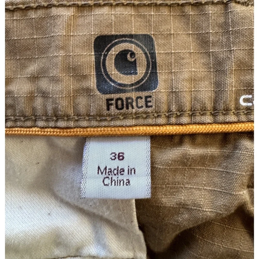 Carhartt‎ Force Relaxed Fit Men's Utility Cargo Shorts Tan Khaki Brown Sz 36